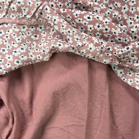 Abercrombie & Fitch Floral Mini Dress L Pink White Ditsy Ruffle Hem - Picture 7 of 11